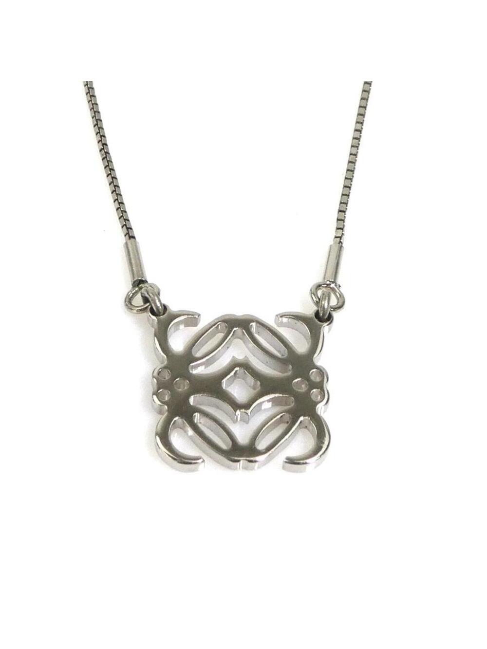 Auth Loewe Anagram Necklace Silver #302736L23B